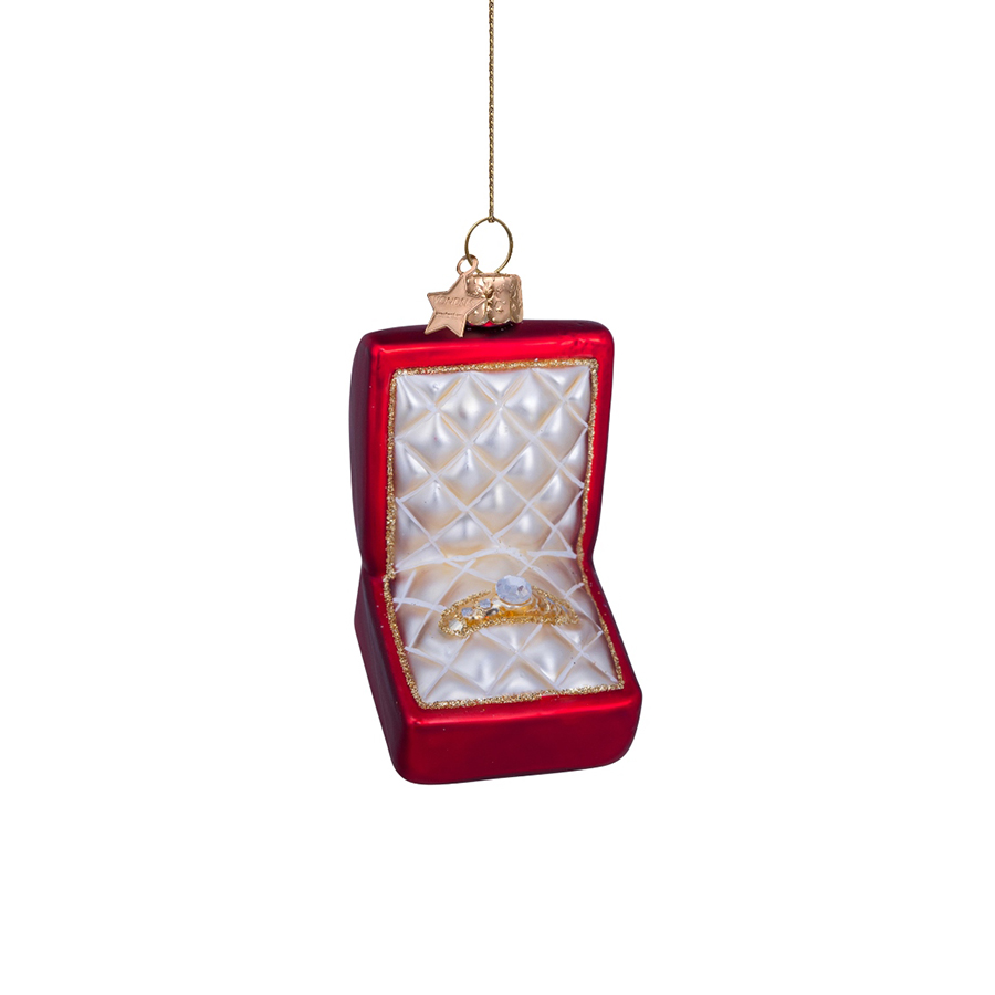 캐리마켓 -  [본델스] Ornament glass red matt wedding ring box w/diamond H9cm