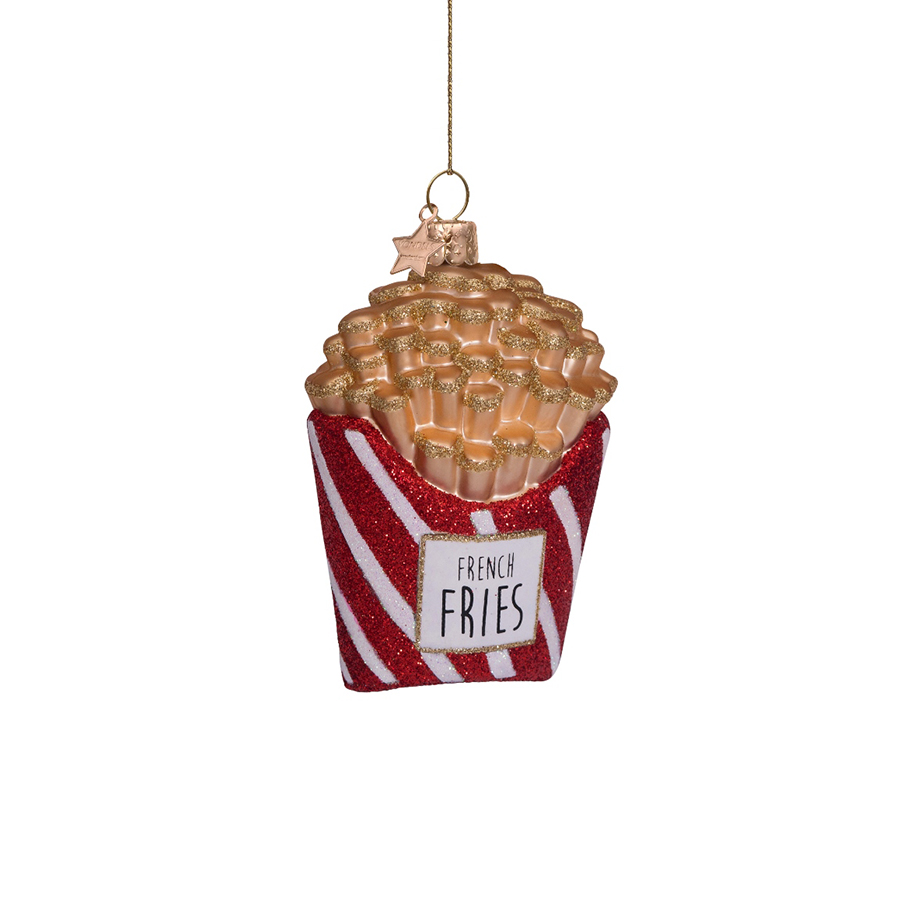 캐리마켓 -  [본델스] Ornament glass red/white glitter french fries H11cm