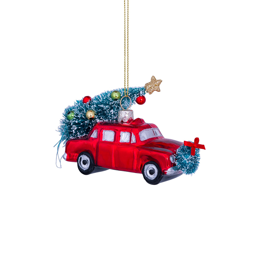 캐리마켓 -  [본델스] Ornament glass red car w/christmas tree H5.5cm