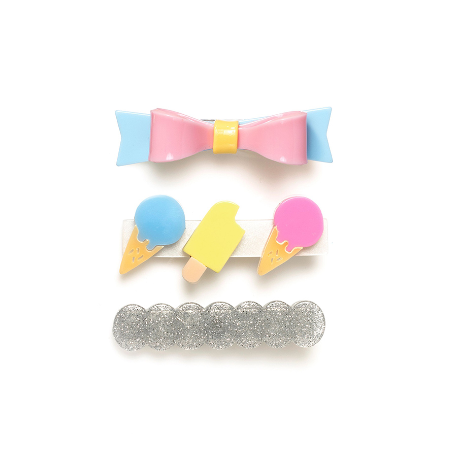 캐리마켓 -  [릴리즈 로지즈 뉴욕] Three Combo Color Block Bow Tie Summer Treats hair pin 3set