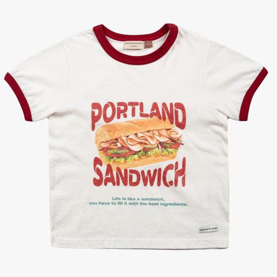 캐리마켓 -  [비치스앤크림]비치스 푸디 그래픽 링거 티셔츠-레드(Beaches Foodie Graphic Ringer T-shirt, Red)