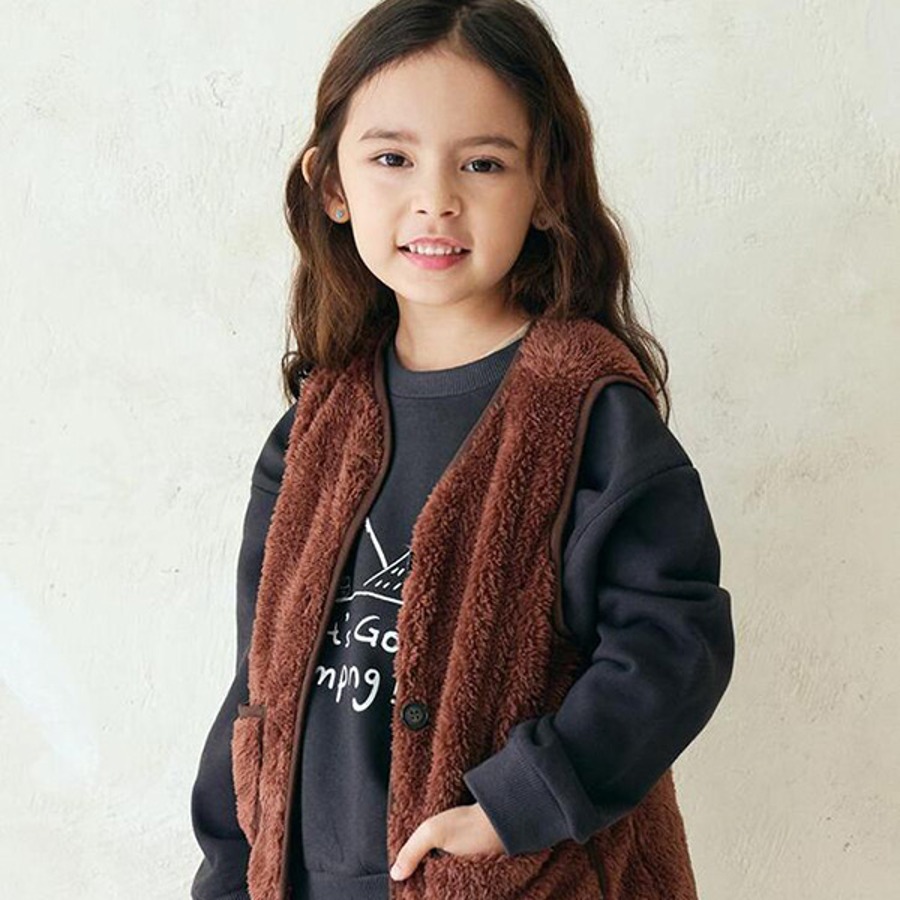 캐리마켓 -  [비치스앤크림]  라인 양털 조끼 베스트-브라운(Line wool vest, brown)
